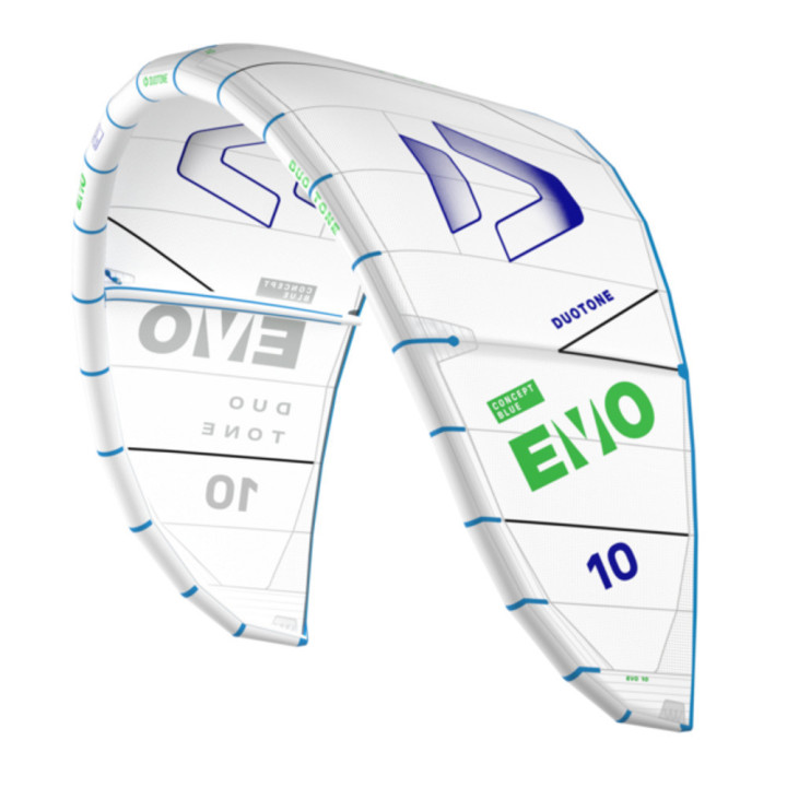 Aile de kitesurf duotone evo concept blue undyed blanc 2025 en Stock au Meilleur Prix | Aile de kite à boudin