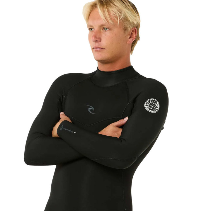 Combinaison de surf intégrale Rip Curl Dawn Patrol Black 4/3 Backzip manches longues homme 2026 | combi neoprene hiver pas cher