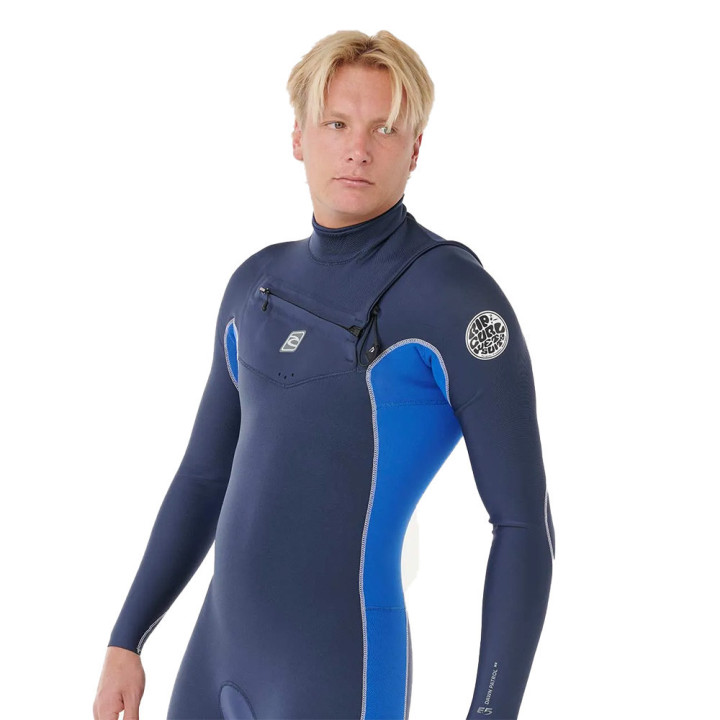 Combinaison de surf intégrale Rip Curl Dawn Patrol Eletric Cobalt 2026 4/3 Chestzip manches longues homme| combi neoprene hiver