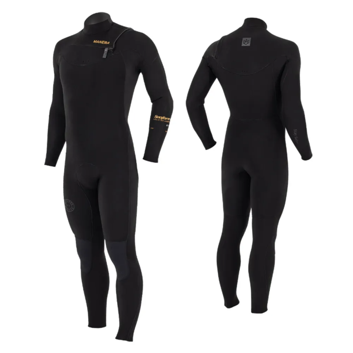 Combinaison de surf intégrale Manera Seafarer+ Noir 4/3 Frontzip manches longues homme 2024 | combi neoprene hiver pas cher