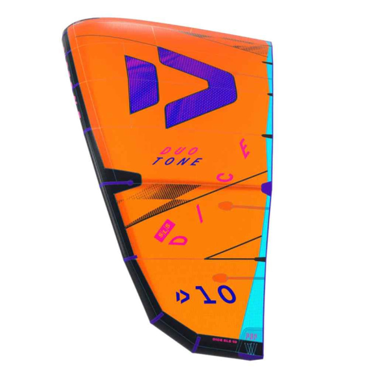 Aile kitesurf Duotone Dice SLS – coloris orange bleu | Flysurf