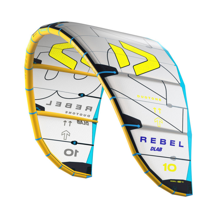 Aile kitesurf Duotone Rebel D/lab 2025 gris/jaune en Stock au meilleur prix | Aile de kite à boudin freeride