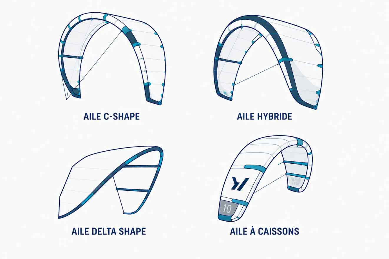 Différentes formes d'aile de kite